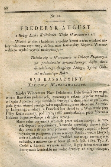 Dziennik Dekretów Sądu Kassacyinego Xięstwa Warszawskiego. T.1, Oddział 2, nr 22 (22 lutego 1811)