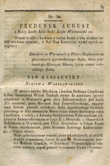 Dziennik Wyroków Sądu Kassacyinego Xsięstwa Warszawskiego. T.1, Oddział 3, nr 30 (15 marca 1811)