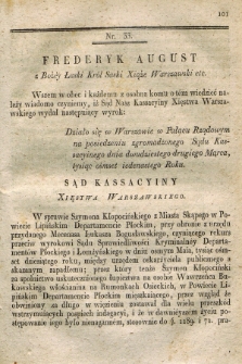 Dziennik Wyroków Sądu Kassacyinego Xsięstwa Warszawskiego. T.1, Oddział 3, nr 33-34 (22 marca 1811)