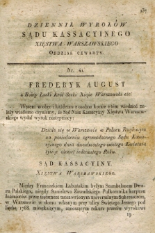 Dziennik Wyroków Sądu Kassacyinego Xsięstwa Warszawskiego. T.1, Oddział 4, nr 41 (26 kwietnia 1811)