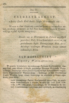 Dziennik Wyroków Sądu Kassacyinego Xsięstwa Warszawskiego. T.1, Oddział 6, nr 67 (27 września 1811)