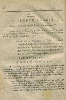 Dziennik Wyroków Sądu Kassacyinego Xsięstwa Warszawskiego. T.1, Oddział 6, nr 72 (20 września 1811)