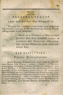 Dziennik Wyroków Sądu Kassacyinego Xsięstwa Warszawskiego. T.1, Oddział 6, nr 73 (11 października 1811)