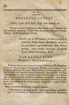 Dziennik Wyroków Sądu Kassacyinego Xsięstwa Warszawskiego. T.1, Oddział 7, nr 81 (8 listopada 1811)