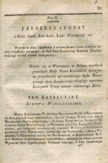 Dziennik Wyroków Sądu Kassacyinego Xsięstwa Warszawskiego. T.1, Oddział 7, nr 85 (22 listopada 1811)