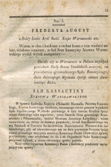 Dziennik Wyroków Sądu Kassacyinego Xsięstwa Warszawskiego. T.2, Oddział 1, nr 3 (10 stycznia 1812)