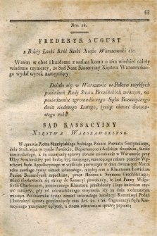 Dziennik Wyroków Sądu Kassacyinego Xsięstwa Warszawskiego. T.2, Oddział 2, nr 14 (7 lutego 1812)