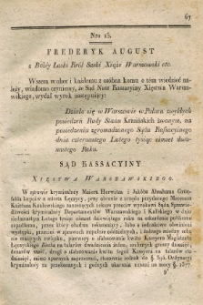Dziennik Wyroków Sądu Kassacyinego Xsięstwa Warszawskiego. T.2, Oddział 2, nr 15 (14 lutego 1812)