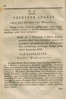 Dziennik Wyroków Sądu Kassacyinego Xsięstwa Warszawskiego. T.2, Oddział 2, nr 18 (21 luty1812)