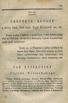 Dziennik Wyroków Sądu Kassacyinego Xsięstwa Warszawskiego. T.2, Oddział 3, nr 37 (9 kwietnia 1812)