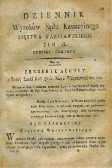 Dziennik Wyroków Sądu Kassacyinego Xsięstwa Warszawskiego. T.2, Oddział 4, nr 42 (24 kwietnia 1812)