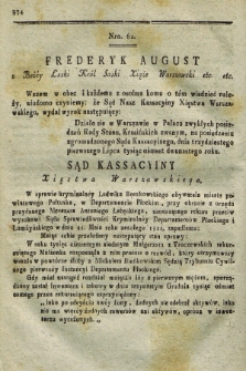 Dziennik Wyroków Sądu Kassacyinego Xsięstwa Warszawskiego. T.2, Oddział 5, nr 62 (31 lipca 1812)