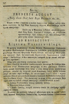 Dziennik Wyroków Sądu Kassacyinego Xsięstwa Warszawskiego. T.2, Oddział 5, nr 63 (7 sierpnia 1812)