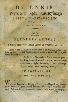 Dziennik Wyroków Sądu Kassacyinego Xsięstwa Warszawskiego. T.2, Oddział 6, nr 64 (7 sierpnia 1812)
