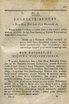 Dziennik Wyroków Sądu Kassacyinego Xsięstwa Warszawskiego. T.2, Oddział 6, nr 66 (14 sierpnia 1812)