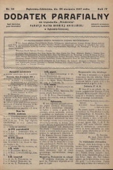 Dodatek Parafjalny do tygodnika „Niedziela” Parafji Matki Boskiej Anielskiej w Dąbrowie-Górniczej. 1937, nr 35