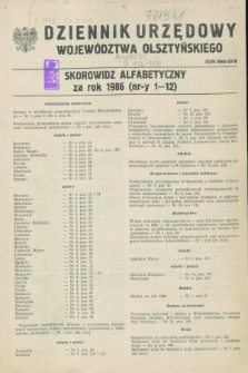 Dziennik Urzędowy Województwa Olsztyńskiego. 1986, Skorowidz alfabetyczny