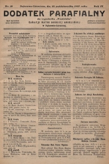 Dodatek Parafjalny do tygodnika „Niedziela” Parafji Matki Boskiej Anielskiej w Dąbrowie-Górniczej. 1937, nr 41