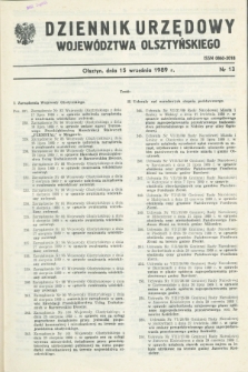 Dziennik Urzędowy Województwa Olsztyńskiego. 1989, nr 13 (15 września) + wkładka