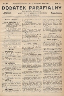 Dodatek Parafjalny do tygodnika „Niedziela” Parafji Matki Boskiej Anielskiej w Dąbrowie-Górniczej. 1937, nr 46