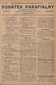 Dodatek Parafjalny do tygodnika „Niedziela” Parafji Matki Boskiej Anielskiej w Dąbrowie-Górniczej. 1937, nr 48
