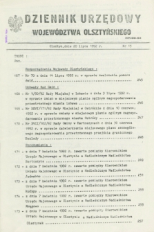 Dziennik Urzędowy Województwa Olsztyńskiego. 1992, nr 15 (20 lipca)