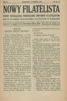 Nowy Filatelista : pismo niezależne, poświęcone sprawom filatelistyki : organ Polskiego Towarzystwa Filatelistów w Warszawie. R.2, nr 10/11/12 (15 grudnia 1923)