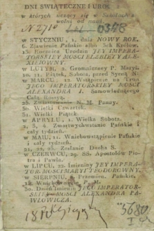 Kalendarzyk Polityczny na Rok 1810 dla Wydziału Uniwersytetu Imperatorskiego Wileńskiego