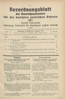 Verordnungsblatt des Generalgouverneurs für die besetzten polnischen Gebiete = Dziennik Rozporządzeń Generalnego Gubernatora dla okupowanych polskich obszarów. 1940, Teil = Cz.1, Nr. 9 (2 Februar)