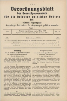 Verordnungsblatt des Generalgouverneurs für die besetzten polnischen Gebiete = Dziennik Rozporządzeń Generalnego Gubernatora dla okupowanych polskich obszarów. 1940, Teil = Cz.1, Nr. 16 (5 März)