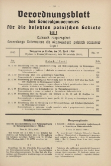 Verordnungsblatt des Generalgouverneurs für die besetzten polnischen Gebiete = Dziennik Rozporządzeń Generalnego Gubernatora dla okupowanych polskich obszarów. 1940, Teil = Cz.1, Nr. 33 (30 April)