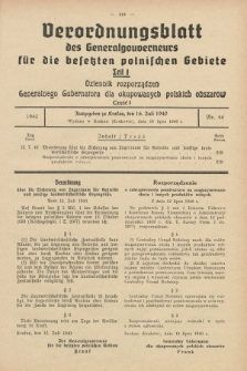 Verordnungsblatt des Generalgouverneurs für die besetzten polnischen Gebiete = Dziennik Rozporządzeń Generalnego Gubernatora dla okupowanych polskich obszarów. 1940, Teil = Cz.1, Nr. 46 (16 Juli)