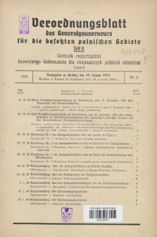 Verordnungsblatt des Generalgouverneurs für die besetzten polnischen Gebiete = Dziennik Rozporządzeń Generalnego Gubernatora dla okupowanych polskich obszarów. 1940, Teil = Cz.2, Nr. 1 (19 Januar)