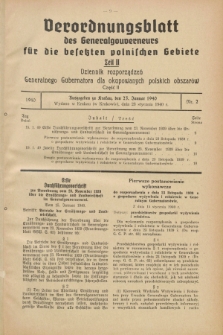 Verordnungsblatt des Generalgouverneurs für die besetzten polnischen Gebiete = Dziennik Rozporządzeń Generalnego Gubernatora dla okupowanych polskich obszarów. 1940, Teil = Cz.2, Nr. 2 (23 Januar)