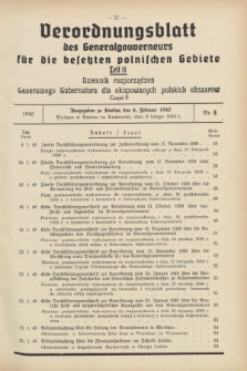 Verordnungsblatt des Generalgouverneurs für die besetzten polnischen Gebiete = Dziennik Rozporządzeń Generalnego Gubernatora dla okupowanych polskich obszarów. 1940, Teil = Cz.2, Nr. 6 (6 Februar)