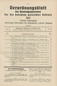 Verordnungsblatt des Generalgouverneurs für die besetzten polnischen Gebiete = Dziennik Rozporządzeń Generalnego Gubernatora dla okupowanych polskich obszarów. 1940, Teil = Cz.2, Nr. 11 (21 Februar)