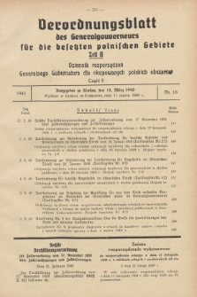 Verordnungsblatt des Generalgouverneurs für die besetzten polnischen Gebiete = Dziennik Rozporządzeń Generalnego Gubernatora dla okupowanych polskich obszarów. 1940, Teil = Cz.2, Nr. 18 (11 März)