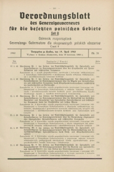 Verordnungsblatt des Generalgouverneurs für die besetzten polnischen Gebiete = Dziennik Rozporządzeń Generalnego Gubernatora dla okupowanych polskich obszarów. 1940, Teil = Cz.2, Nr. 28 (19 April)