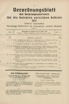 Verordnungsblatt des Generalgouverneurs für die besetzten polnischen Gebiete = Dziennik Rozporządzeń Generalnego Gubernatora dla okupowanych polskich obszarów. 1940, Teil = Cz.2, Nr. 31 (30 April)