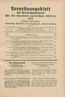 Verordnungsblatt des Generalgouverneurs für die besetzten polnischen Gebiete = Dziennik Rozporządzeń Generalnego Gubernatora dla okupowanych polskich obszarów. 1940, Teil = Cz.2, Nr. 37 (10 Mai)