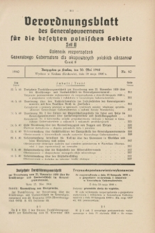 Verordnungsblatt des Generalgouverneurs für die besetzten polnischen Gebiete = Dziennik Rozporządzeń Generalnego Gubernatora dla okupowanych polskich obszarów. 1940, Teil = Cz.2, Nr. 40 (30 Mai)