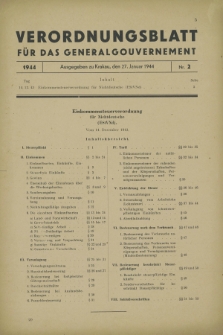 Verordnungsblatt für das Generalgouvernement. 1944, Nr. 2 (27 Januar)