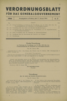 Verordnungsblatt für das Generalgouvernement. 1944, Nr. 3 (31 Januar)