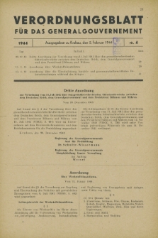 Verordnungsblatt für das Generalgouvernement. 1944, Nr. 4 (5 Februar)