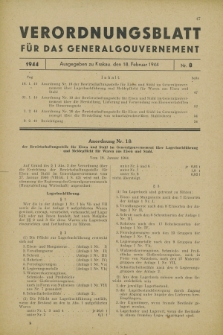 Verordnungsblatt für das Generalgouvernement. 1944, Nr. 8 (18 Februar)