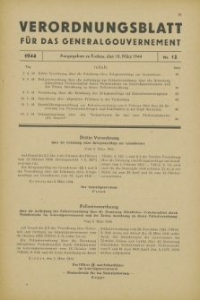 Verordnungsblatt für das Generalgouvernement. 1944, Nr. 12 (10 März)