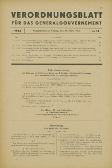 Verordnungsblatt für das Generalgouvernement. 1944, Nr. 13 (27 März)