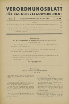 Verordnungsblatt für das Generalgouvernement. 1944, Nr. 14 (28 März)