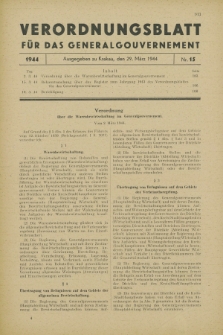 Verordnungsblatt für das Generalgouvernement. 1944, Nr. 15 (29 März)