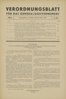 Verordnungsblatt für das Generalgouvernement. 1944, Nr. 16 (30 März)